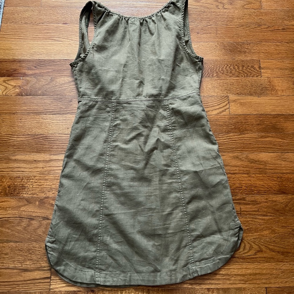 Pilcro Mini Button Down Dress in Army Green - Picture 3 of 6